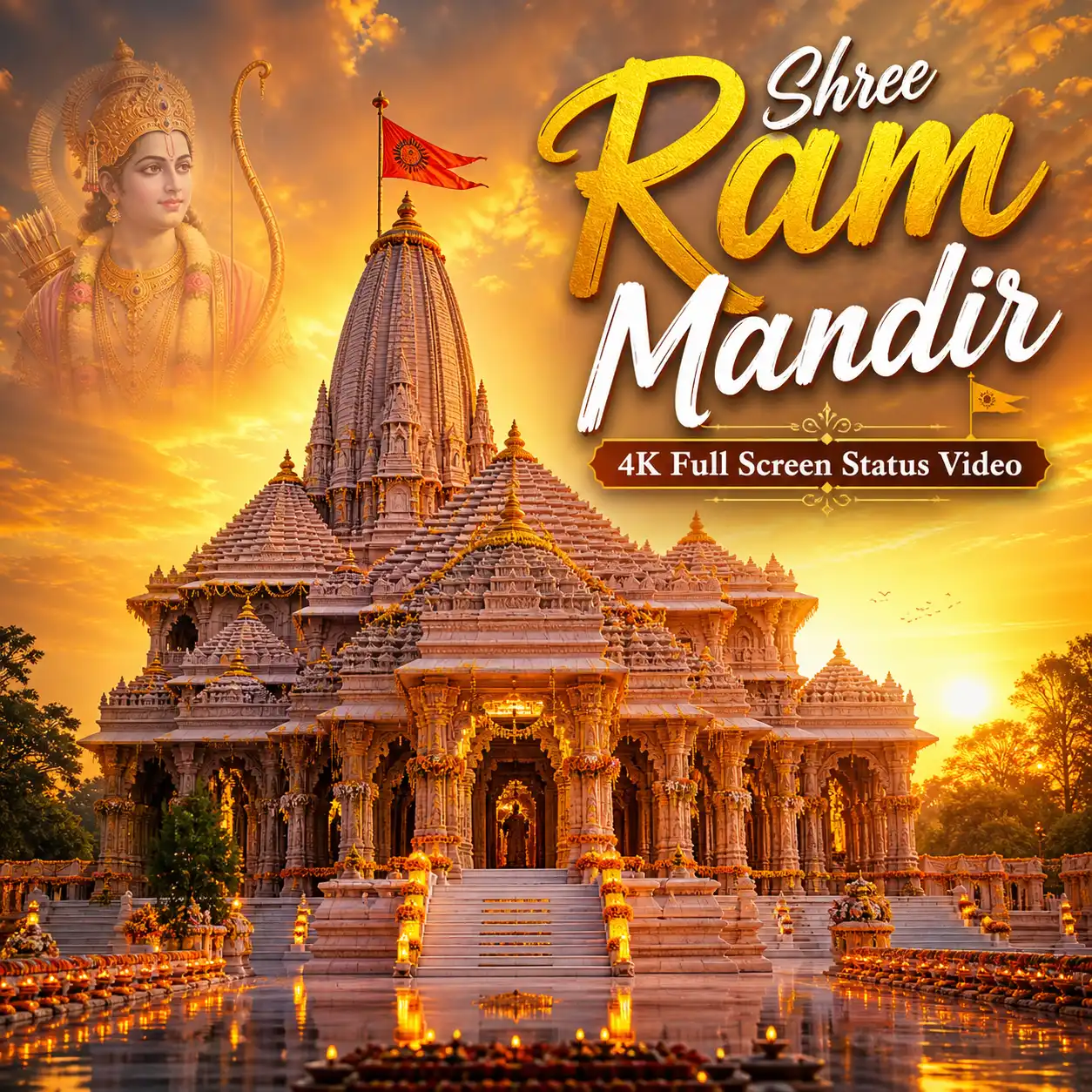 Shree Ram Mandir 4K Full Screen Status Video
