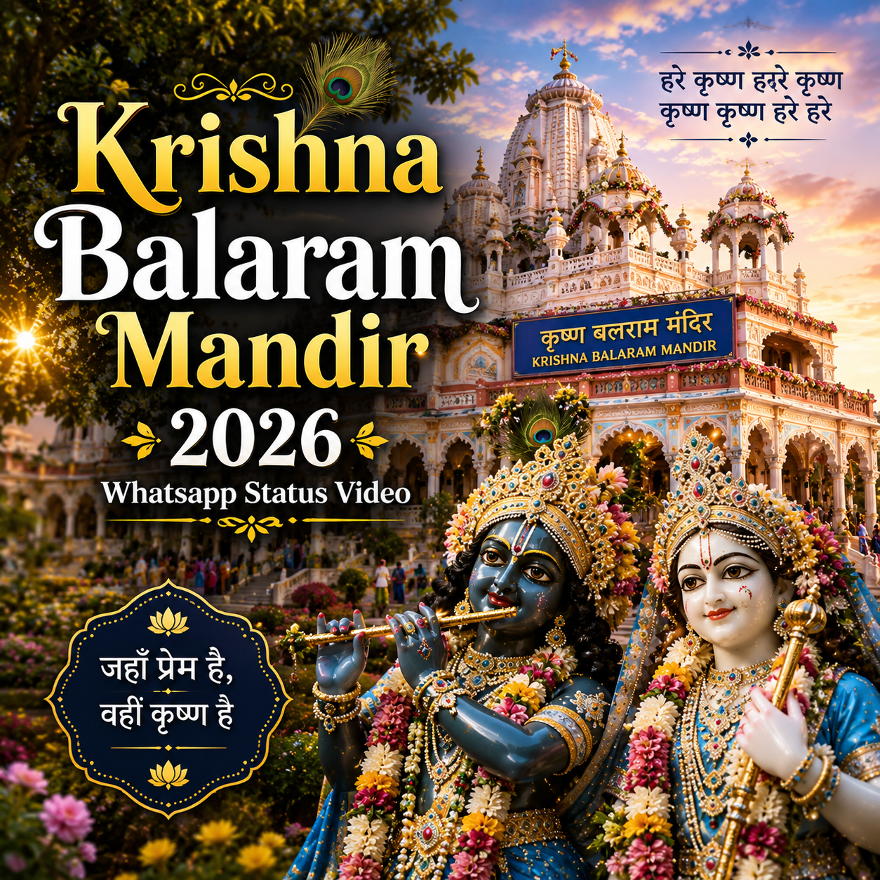 Krishna Balaram Mandir 2026 Whatsapp Status Video
